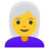 Woman: White Hair Emoji Copy Paste ― 👩‍🦳 - google-android