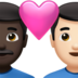 Couple With Heart: Man, Man, Dark Skin Tone, Light Skin Tone Emoji Copy Paste ― 👨🏿‍❤️‍👨🏻 - apple