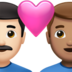 Couple With Heart: Man, Man, Light Skin Tone, Medium Skin Tone Emoji Copy Paste ― 👨🏻‍❤️‍👨🏽 - apple
