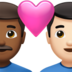 Couple With Heart: Man, Man, Medium-dark Skin Tone, Light Skin Tone Emoji Copy Paste ― 👨🏾‍❤️‍👨🏻 - apple