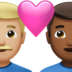 Couple With Heart: Man, Man, Medium-light Skin Tone, Medium-dark Skin Tone Emoji Copy Paste ― 👨🏼‍❤️‍👨🏾 - apple