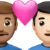 Couple With Heart: Man, Man, Medium Skin Tone, Light Skin Tone Emoji Copy Paste ― 👨🏽‍❤️‍👨🏻 - apple