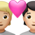 Couple With Heart: Person, Person, Medium-light Skin Tone, Light Skin Tone Emoji Copy Paste ― 🧑🏼‍❤️‍🧑🏻 - apple