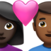 Couple With Heart: Woman, Man, Dark Skin Tone, Medium-dark Skin Tone Emoji Copy Paste ― 👩🏿‍❤️‍👨🏾 - apple
