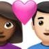 Couple With Heart: Woman, Man, Medium-dark Skin Tone, Light Skin Tone Emoji Copy Paste ― 👩🏾‍❤️‍👨🏻 - apple