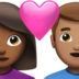 Couple With Heart: Woman, Man, Medium-dark Skin Tone, Medium Skin Tone Emoji Copy Paste ― 👩🏾‍❤️‍👨🏽 - apple