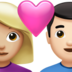 Couple With Heart: Woman, Man, Medium-light Skin Tone, Light Skin Tone Emoji Copy Paste ― 👩🏼‍❤️‍👨🏻 - apple