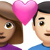 Couple With Heart: Woman, Man, Medium Skin Tone, Light Skin Tone Emoji Copy Paste ― 👩🏽‍❤️‍👨🏻 - apple