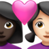 Couple With Heart: Woman, Woman, Dark Skin Tone, Light Skin Tone Emoji Copy Paste ― 👩🏿‍❤️‍👩🏻 - apple