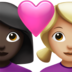 Couple With Heart: Woman, Woman, Dark Skin Tone, Medium-light Skin Tone Emoji Copy Paste ― 👩🏿‍❤️‍👩🏼 - apple