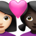 Couple With Heart: Woman, Woman, Light Skin Tone, Dark Skin Tone Emoji Copy Paste ― 👩🏻‍❤️‍👩🏿 - apple