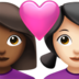 Couple With Heart: Woman, Woman, Medium-dark Skin Tone, Light Skin Tone Emoji Copy Paste ― 👩🏾‍❤️‍👩🏻 - apple