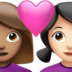 Couple With Heart: Woman, Woman, Medium Skin Tone, Light Skin Tone Emoji Copy Paste ― 👩🏽‍❤️‍👩🏻 - apple