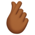 Hand With Index Finger And Thumb Crossed: Medium-dark Skin Tone Emoji Copy Paste ― 🫰🏾 - apple