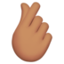 Hand With Index Finger And Thumb Crossed: Medium Skin Tone Emoji Copy Paste ― 🫰🏽 - apple
