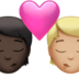 Kiss: Person, Person, Dark Skin Tone, Medium-light Skin Tone Emoji Copy Paste ― 🧑🏿‍❤️‍💋‍🧑🏼 - apple