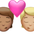 Kiss: Person, Person, Medium Skin Tone, Medium-light Skin Tone Emoji Copy Paste ― 🧑🏽‍❤️‍💋‍🧑🏼 - apple