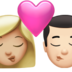 Kiss: Woman, Man, Medium-light Skin Tone, Light Skin Tone Emoji Copy Paste ― 👩🏼‍❤️‍💋‍👨🏻 - apple