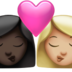 Kiss: Woman, Woman, Dark Skin Tone, Medium-light Skin Tone Emoji Copy Paste ― 👩🏿‍❤️‍💋‍👩🏼 - apple