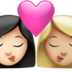 Kiss: Woman, Woman, Light Skin Tone, Medium-light Skin Tone Emoji Copy Paste ― 👩🏻‍❤️‍💋‍👩🏼 - apple