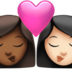 Kiss: Woman, Woman, Medium-dark Skin Tone, Light Skin Tone Emoji Copy Paste ― 👩🏾‍❤️‍💋‍👩🏻 - apple