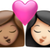 Kiss: Woman, Woman, Medium Skin Tone, Light Skin Tone Emoji Copy Paste ― 👩🏽‍❤️‍💋‍👩🏻 - apple