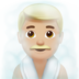 Man In Steamy Room: Medium-light Skin Tone Emoji Copy Paste ― 🧖🏼‍♂ - apple