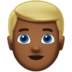 Man: Medium-dark Skin Tone, Blond Hair Emoji Copy Paste ― 👱🏾‍♂ - apple