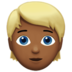 Person: Medium-dark Skin Tone, Blond Hair Emoji Copy Paste ― 👱🏾 - apple