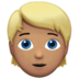 Person: Medium Skin Tone, Blond Hair Emoji Copy Paste ― 👱🏽 - apple