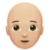 Person: Medium-light Skin Tone, Bald Emoji Copy Paste ― 🧑🏼‍🦲 - apple