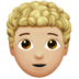 Person: Medium-light Skin Tone, Curly Hair Emoji Copy Paste ― 🧑🏼‍🦱 - apple