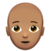 Person: Medium Skin Tone, Bald Emoji Copy Paste ― 🧑🏽‍🦲 - apple