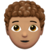 Person: Medium Skin Tone, Curly Hair Emoji Copy Paste ― 🧑🏽‍🦱 - apple