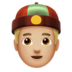 Person With Skullcap: Medium-light Skin Tone Emoji Copy Paste ― 👲🏼 - apple