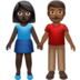 Woman And Man Holding Hands: Dark Skin Tone, Medium-dark Skin Tone Emoji Copy Paste ― 👩🏿‍🤝‍👨🏾 - apple