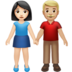 Woman And Man Holding Hands: Light Skin Tone, Medium-light Skin Tone Emoji Copy Paste ― 👩🏻‍🤝‍👨🏼 - apple