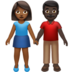 Woman And Man Holding Hands: Medium-dark Skin Tone, Dark Skin Tone Emoji Copy Paste ― 👩🏾‍🤝‍👨🏿 - apple