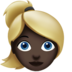 Woman: Dark Skin Tone, Blond Hair Emoji Copy Paste ― 👱🏿‍♀ - apple