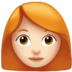 Woman: Light Skin Tone, Red Hair Emoji Copy Paste ― 👩🏻‍🦰 - apple