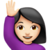 Woman Raising Hand: Light Skin Tone Emoji Copy Paste ― 🙋🏻‍♀ - apple