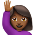 Woman Raising Hand: Medium-dark Skin Tone Emoji Copy Paste ― 🙋🏾‍♀ - apple