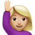 Woman Raising Hand: Medium-light Skin Tone Emoji Copy Paste ― 🙋🏼‍♀ - apple