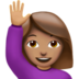 Woman Raising Hand: Medium Skin Tone Emoji Copy Paste ― 🙋🏽‍♀ - apple