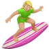 Woman Surfing: Medium-light Skin Tone Emoji Copy Paste ― 🏄🏼‍♀ - apple