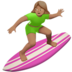 Woman Surfing: Medium Skin Tone Emoji Copy Paste ― 🏄🏽‍♀ - apple