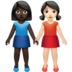 Women Holding Hands: Dark Skin Tone, Light Skin Tone Emoji Copy Paste ― 👩🏿‍🤝‍👩🏻 - apple