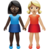 Women Holding Hands: Dark Skin Tone, Medium-light Skin Tone Emoji Copy Paste ― 👩🏿‍🤝‍👩🏼 - apple