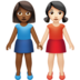 Women Holding Hands: Medium-dark Skin Tone, Light Skin Tone Emoji Copy Paste ― 👩🏾‍🤝‍👩🏻 - apple