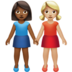 Women Holding Hands: Medium-dark Skin Tone, Medium-light Skin Tone Emoji Copy Paste ― 👩🏾‍🤝‍👩🏼 - apple